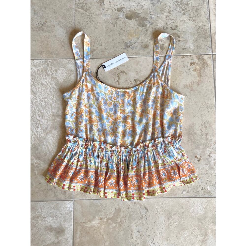 Cupcakes and Cashmere NWT floral ruffle tank sleeveless top, XS